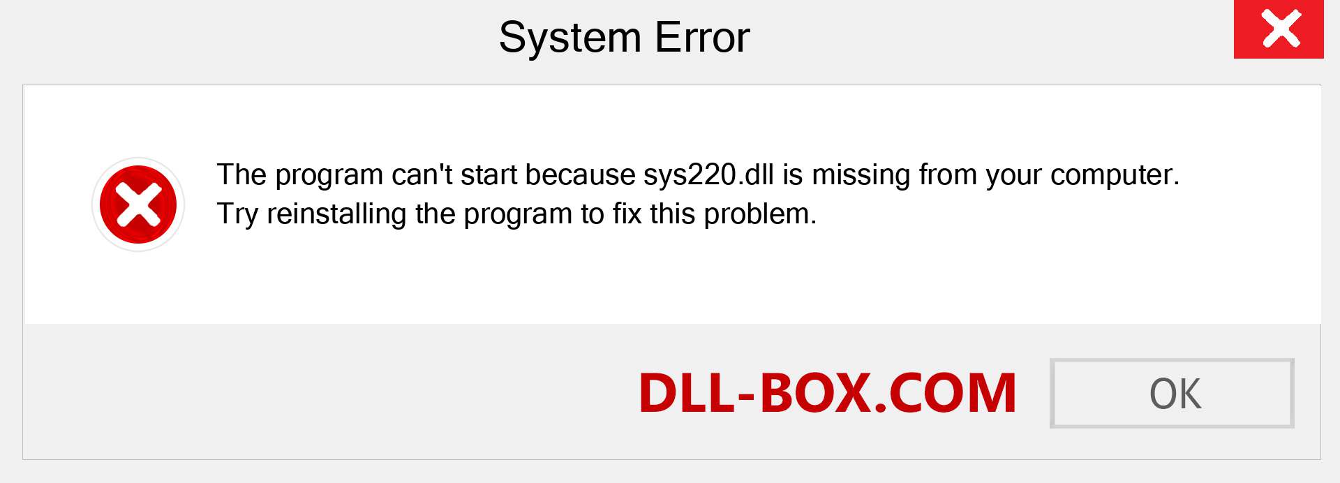  sys220.dll file is missing?. Download for Windows 7, 8, 10 - Fix  sys220 dll Missing Error on Windows, photos, images
